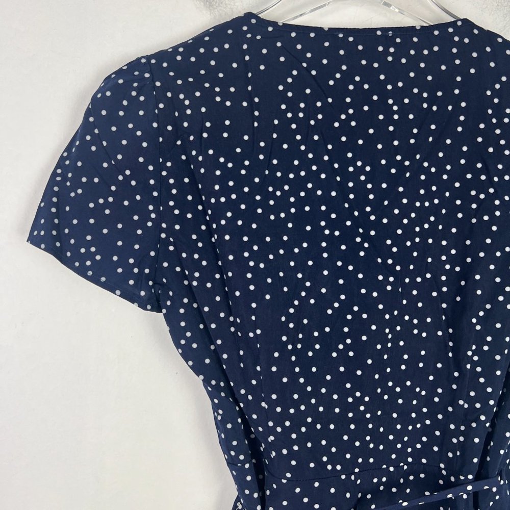 NWT Cooper St Printed Short Sleeve Wrap Mini Dress Navy Polka Dots Size Small S - Picture 11 of 13